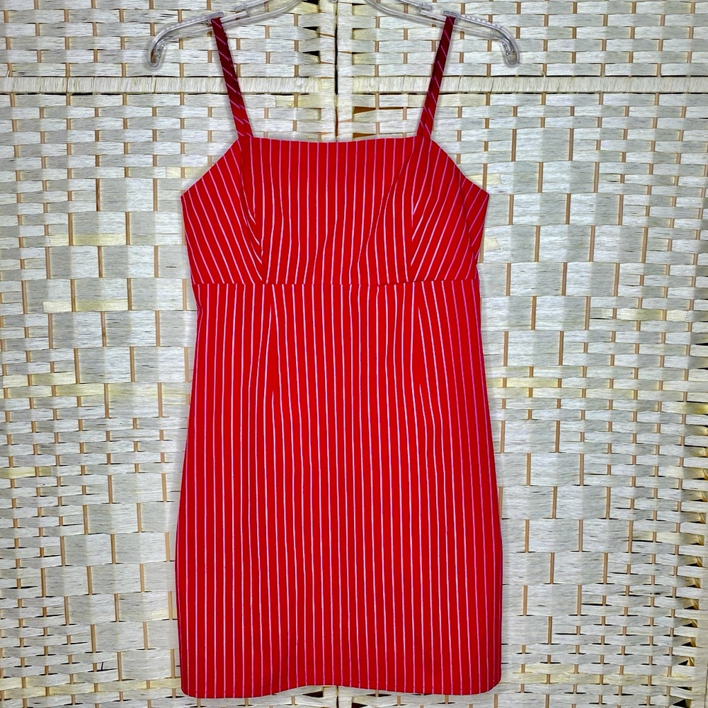 Kendall & Kylie Pacsun Sun Dress Red With White Pin Stripe Size small New